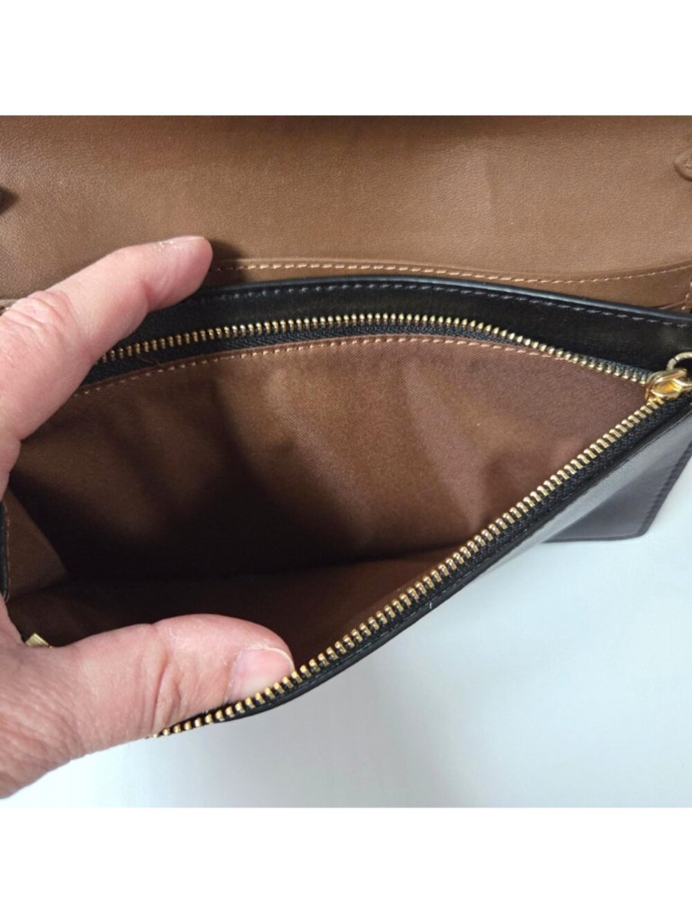 Coach Anna Foldover Clutch Crossbody Brown Signature Canvas & Leather Purse - Picture 14 of 16